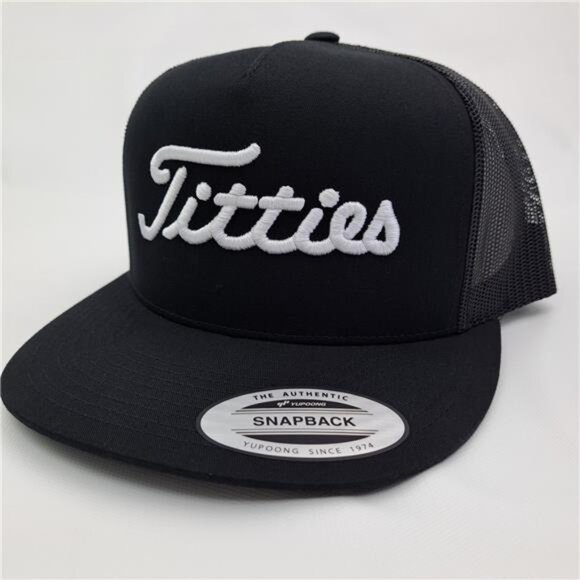 Retro Vintage Style Titties 3D Puff Trucker Snapback Hat Golf Pun Made USA Funny